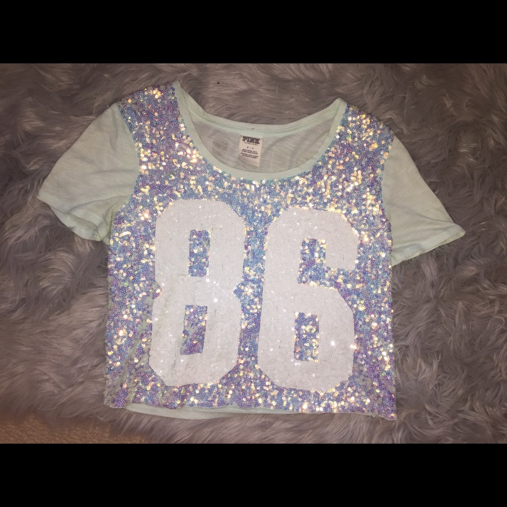 PINK sequin crop top